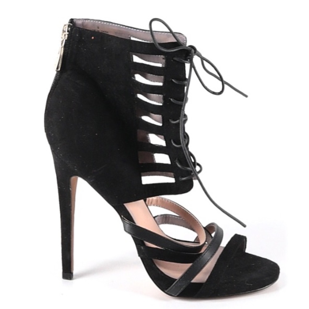 Bebe Bootie back Zip Caged Stiletto Sandal 10